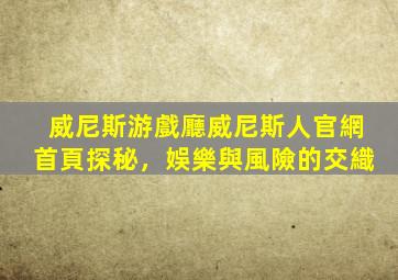 威尼斯游戲廳威尼斯人官網首頁探秘，娛樂與風險的交織
